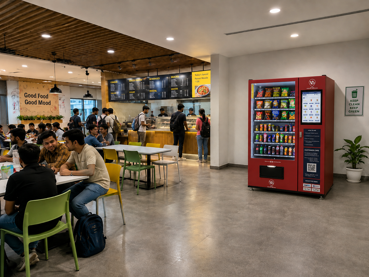 Business owner operating a branded machine