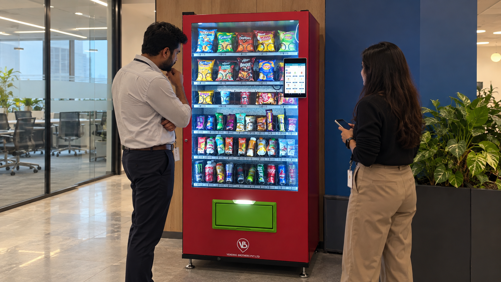 Smart vending machine in a hospital providing snacks and beverages to staff and visitors hospital vending machine, healthcare vending machine, 24/7 vending machine, smart vending machine India